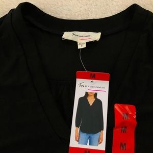 Two by Vince Camuto Ladies' V-Neck Top, Black, NWT, Size M